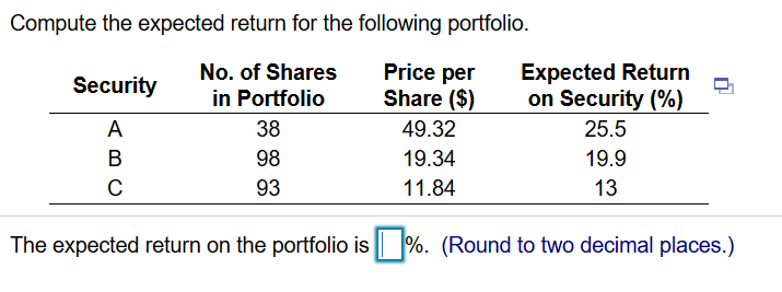 Projected Return (%) State of the Probability (%) Economy Recession 8 -6.14