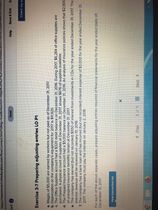  https/ true&return |rl=http ded Help Save&Exit S Exercise 3-7 Preparing adjusting