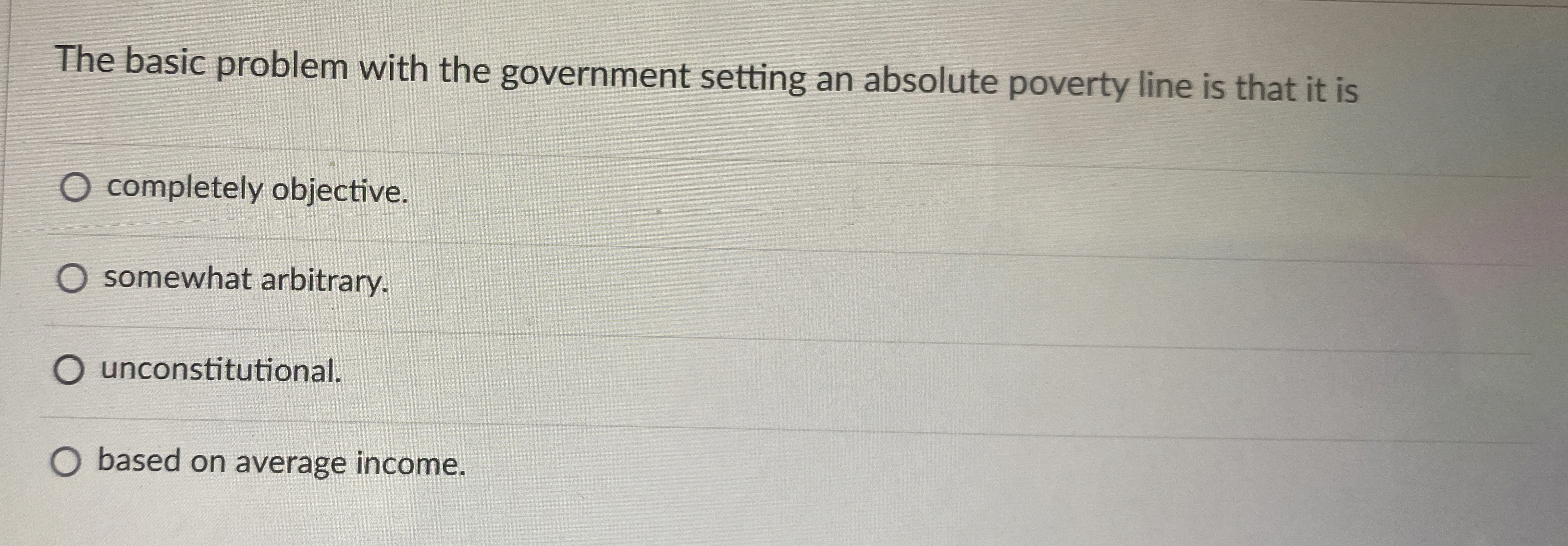  The basic problem with the government setting an absolute poverty line