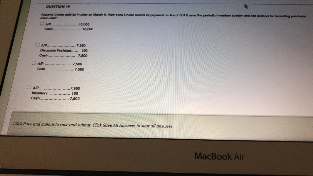 Cruise Industries purchased $10,000 of merchandise on February 1, 2020 with credit