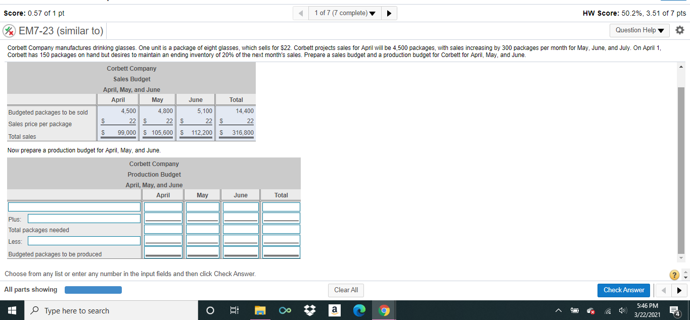Help please! I do not understand how to calculate the desired packages