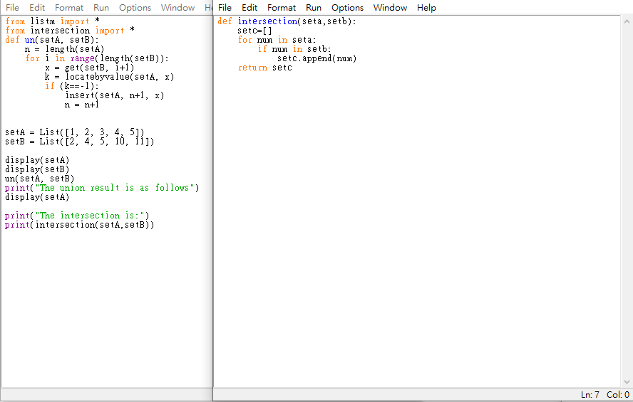 The program should not use the Python built-in list and set related