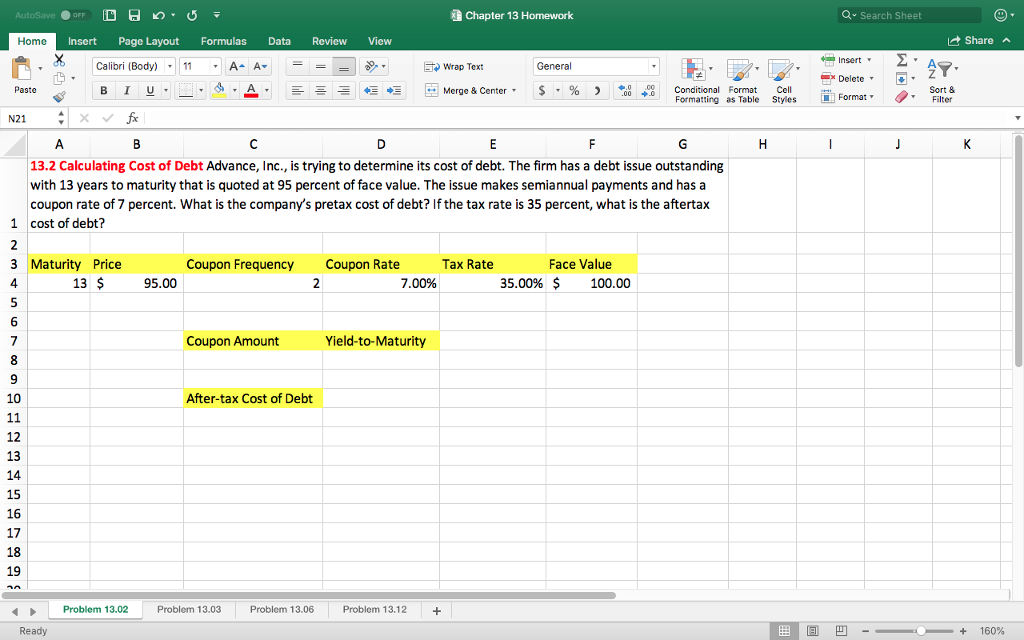 Please show everything I need to put into excel, thank you so