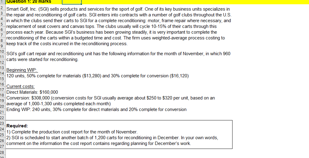  4 5 Question 1: 20 marks 2 Smart Golf, Inc. (SGI)