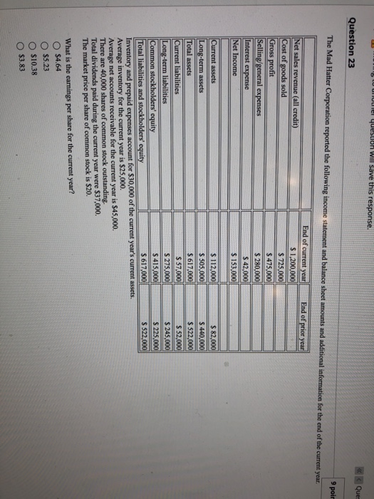 Question 9 9 points Save Answer Outdoor Creations sells its patio heaters