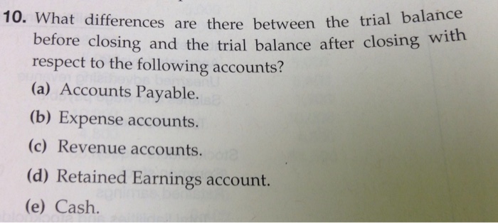  10. What differences are there between the trial balance before closing