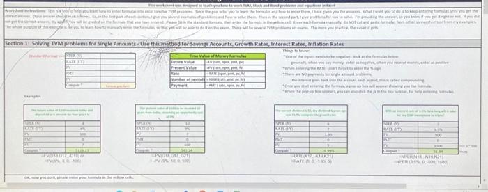provide the correct forumlas for me to input 