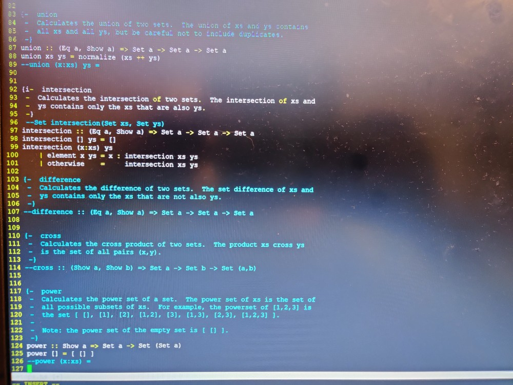 waste operations on gets. {- Represent a set using a list type