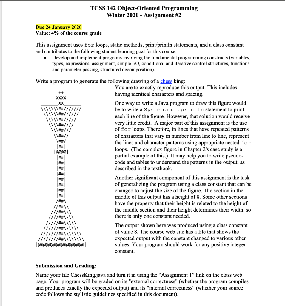  TCSS 142 Object-Oriented Programming Winter 2020 - Assignment #2 Due 24