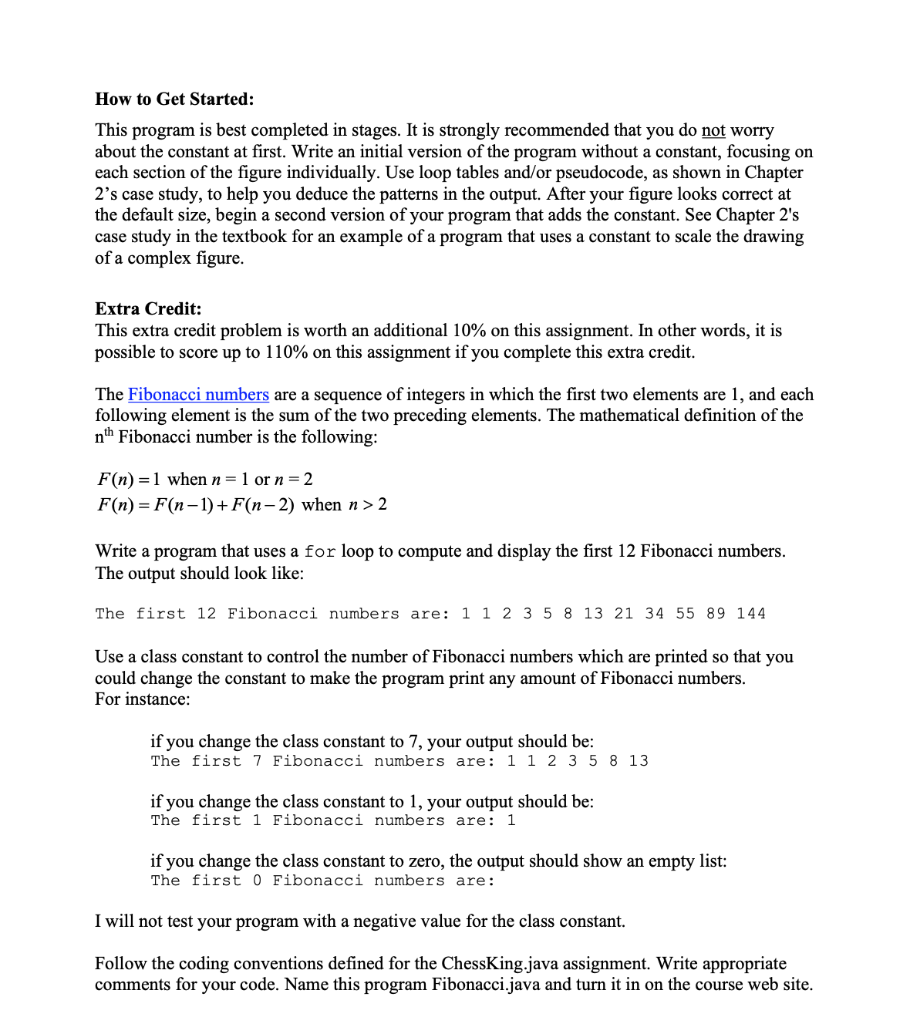 loops, static methods, print/println statements, and a class constant and contributes to