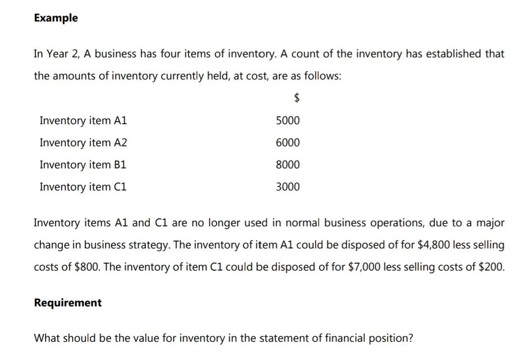  ... Example In Year 2, A business has four items of