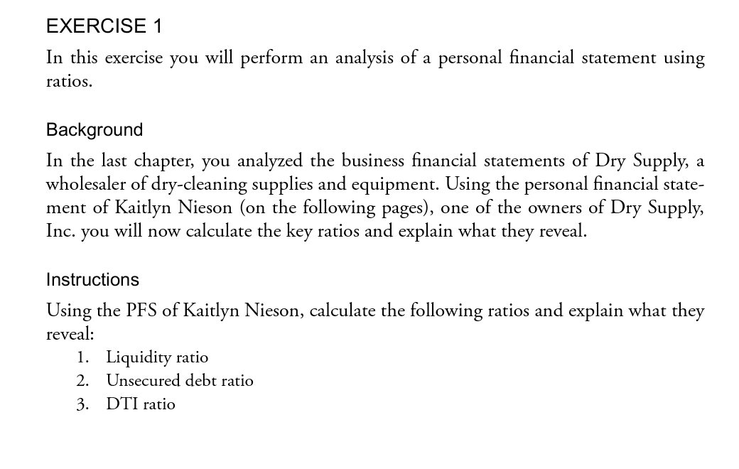 Please include all calculations in the Excel cells as well. EXERCISE 1