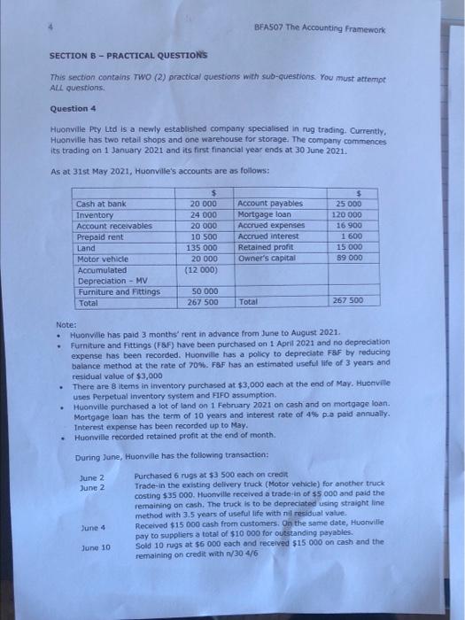  BFA507 The Accounting Framework SECTION B - PRACTICAL QUESTION'S This section