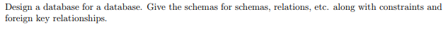  Design a database for a database. Give the schemas for schemas,