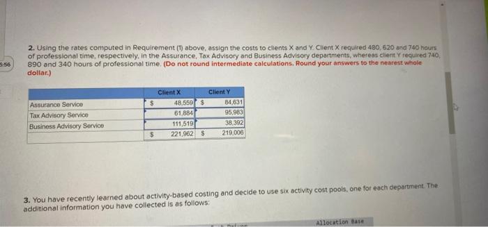 range of clients. The company has three support departments and three revenue-generating