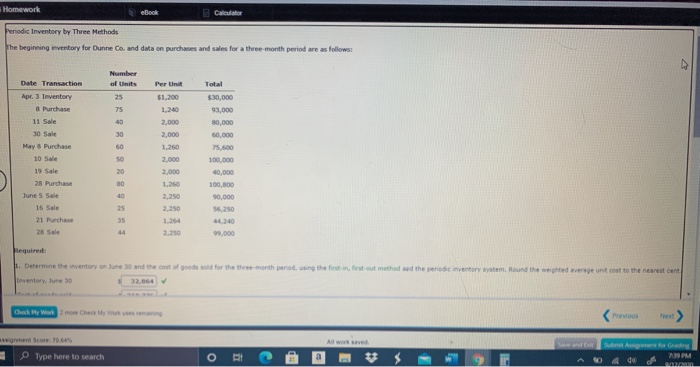  Homework eBook Periodic Inventory by Three Methods the beginning inventory for