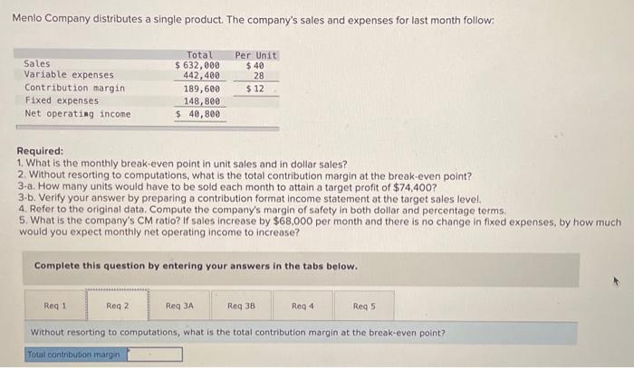 the target sales level. Complete this question by entering your answers in