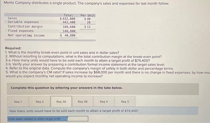 the tabs below. What is the company's CM ratio? If sales increase