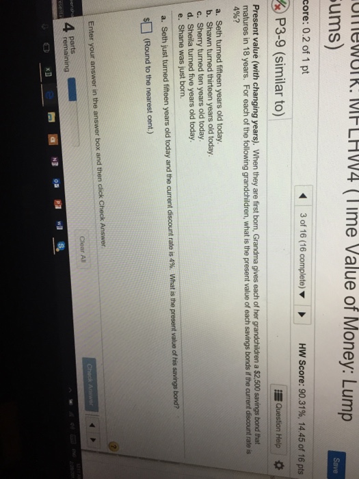  Present value (with changing years). When they are first born, Grandma