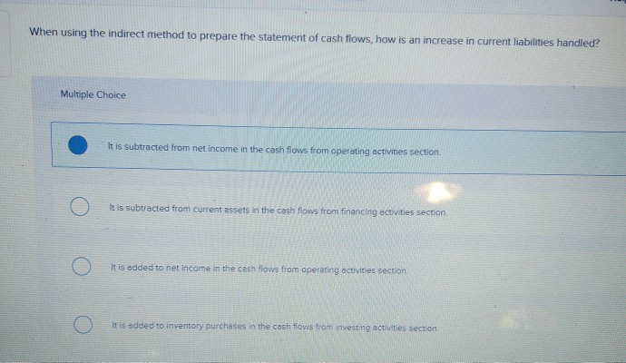 indirect method to complete the cash flows from operating activities section of