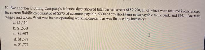  What was its operating working capital thst was financed by investors?