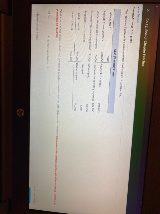  X Ch 12: End-of-Chapter Practice View Policies Current Attempt in Progress