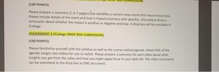  (100 POINTS) Please prepare a summary (1 or 2 pages) that