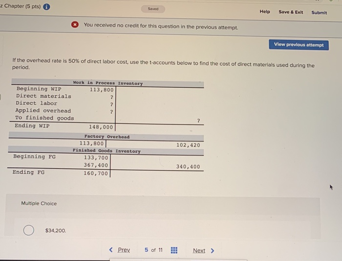  z Chapter (5 pts) Saved Help Save & Exit Submit You