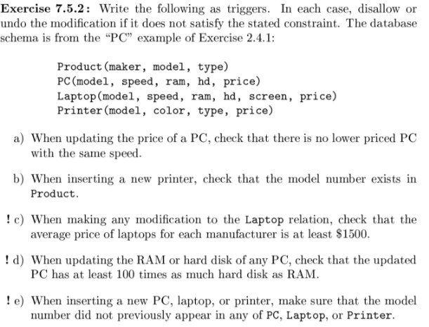 Only need parts d & e for Exercise 7.52 Exercise 7.5.2: Write