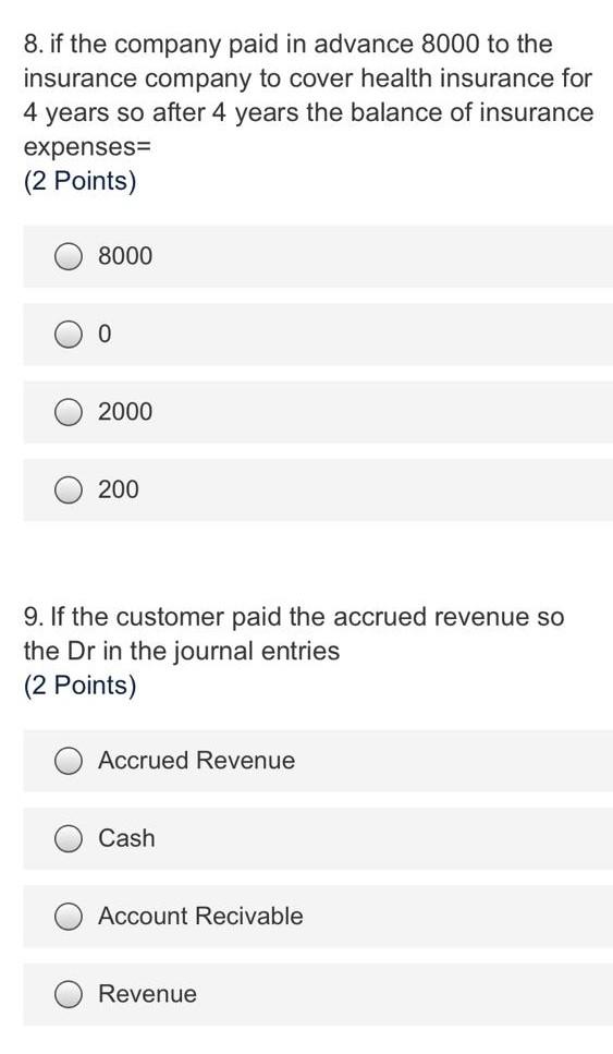 years so the Cr for the first journal= (2 Points) Cash Account