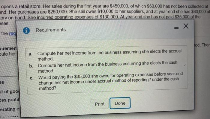 purchases are $250,000. She still owes $10,000 to her suppliers, and at