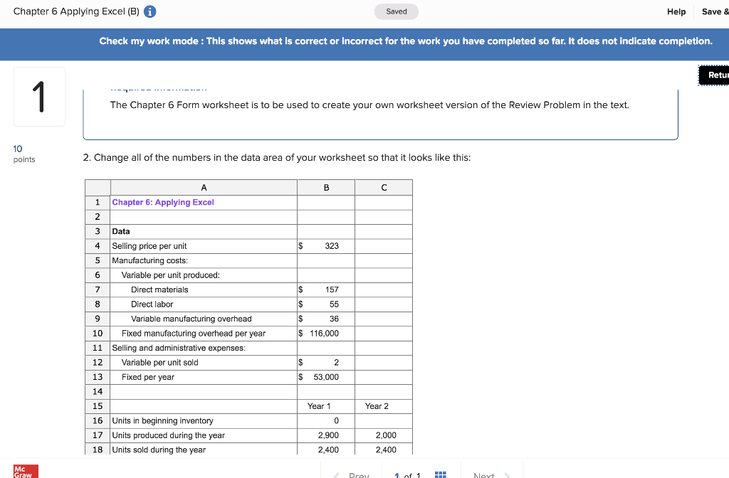  Chapter 6 Applying Excel (B) i Saved Help Save & Check
