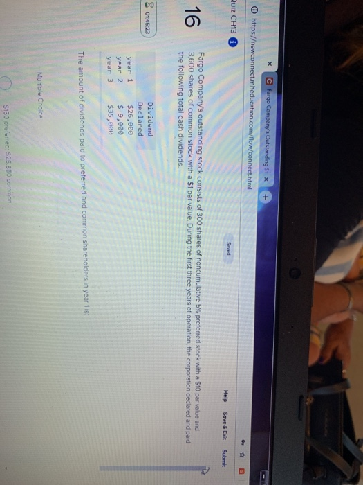  O https:/ewconnect.mhed uiz CH13 G Help Save &Exit Submit Fargo Company's