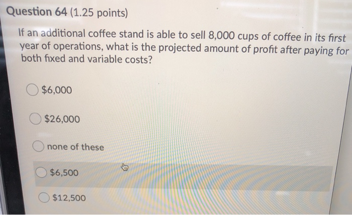 for each additional coffee stands include the following assumptions: *each cup of