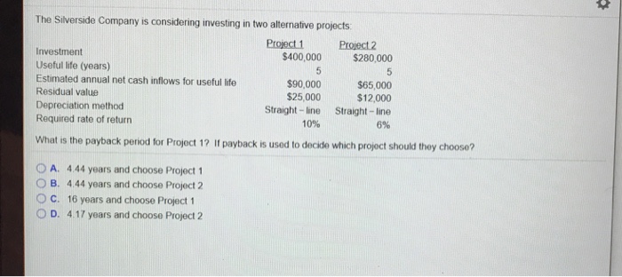IRR the required rate of return OA. exceeds B. does not exceed