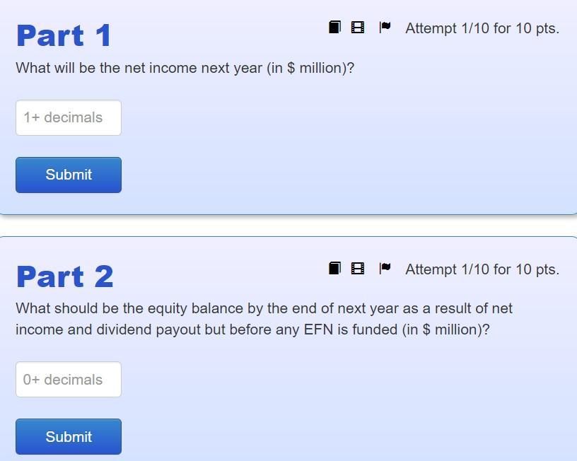 below (all numbers in $ million): Sales, costs (including depreciation), assets and