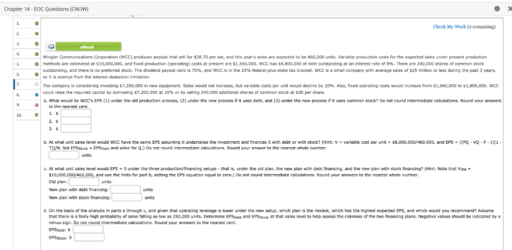 Chapter 14 - EOC Questions (CNOW) 1. Check My Work (2