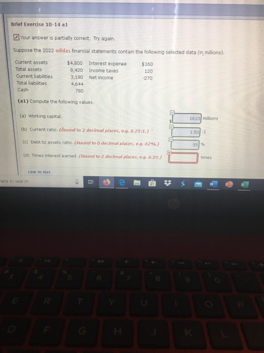  Brief Exercise 10-14 al Your answer is partially correct. Try again.
