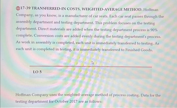  please solve 17-40 only fifo method with working notes (Ci:17-39 TRANSFERRED-IN