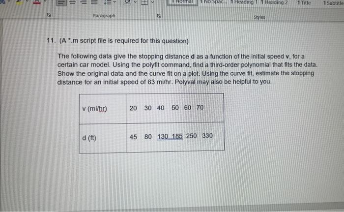this is in matlab, please show all scripts used, thank you! 11.