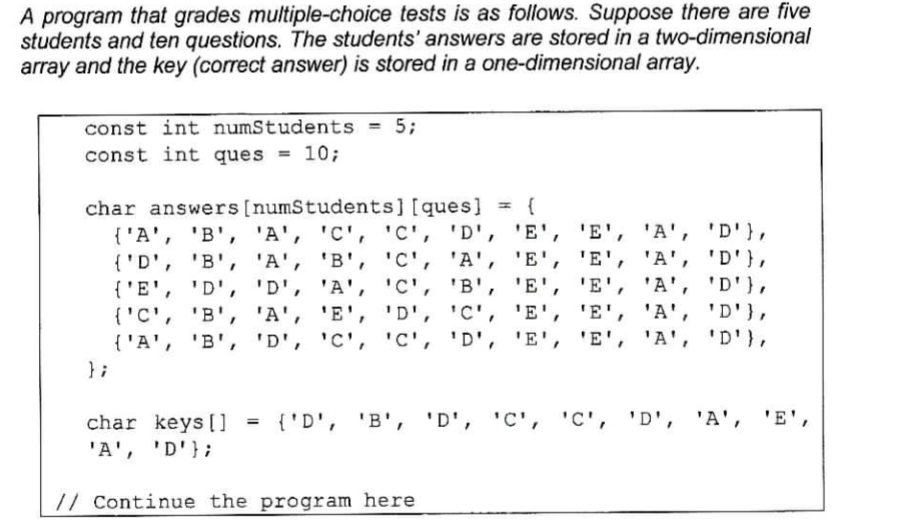  Complete the C++ program above using for loop to compare each