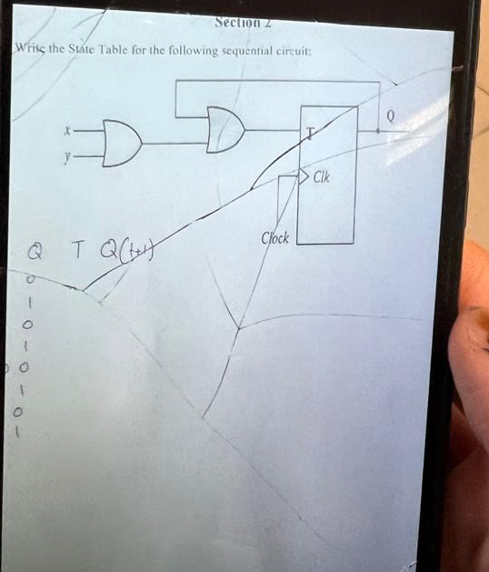  Sectron 2 Write the State Table for the following sequential circuit: