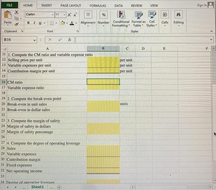 for the most recent period. The Controller has asked you prepare a