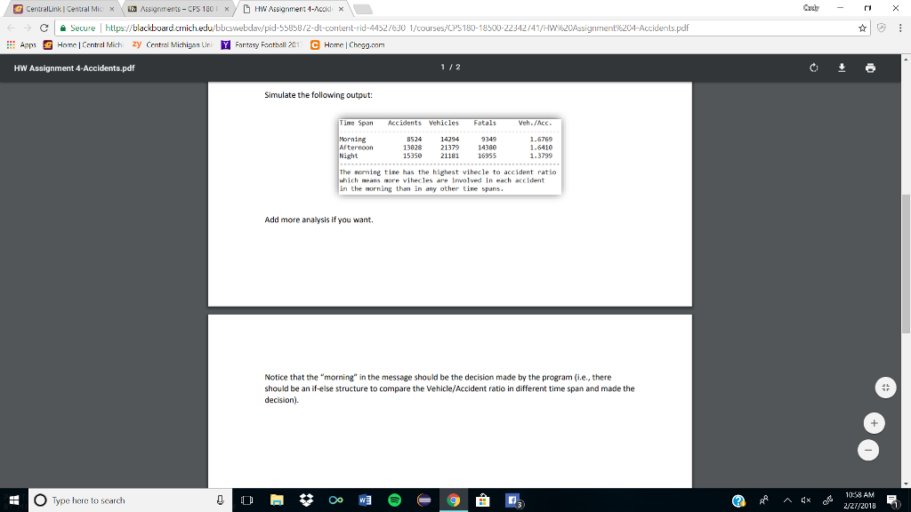 1/courses/CPS180-18500-22342/41/Hw%20Assignment%204-Accidents.pdf . . C| p Secure I https://blackboardcm.ch.edu/bbcswebdav/pid-55858/2-d Home| Central Michi Zy