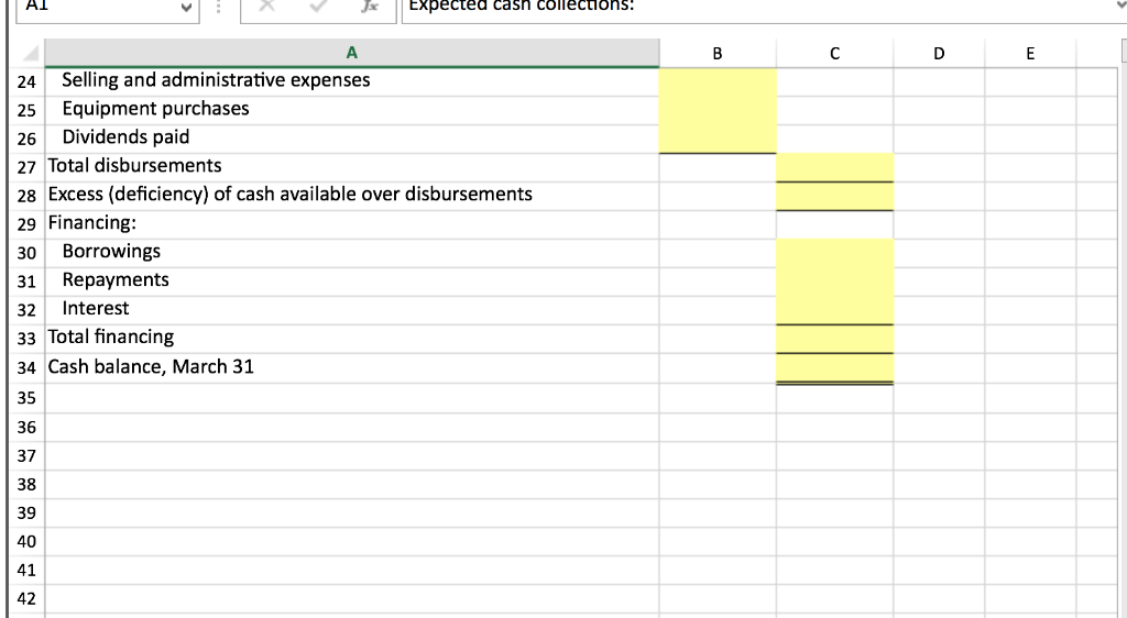 and the Excel functions described below to complete the task . Cell