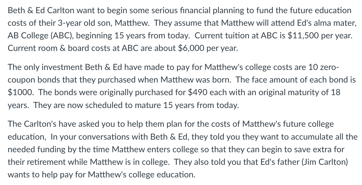 Please show work! Beth \& Ed Carlton want to begin some serious