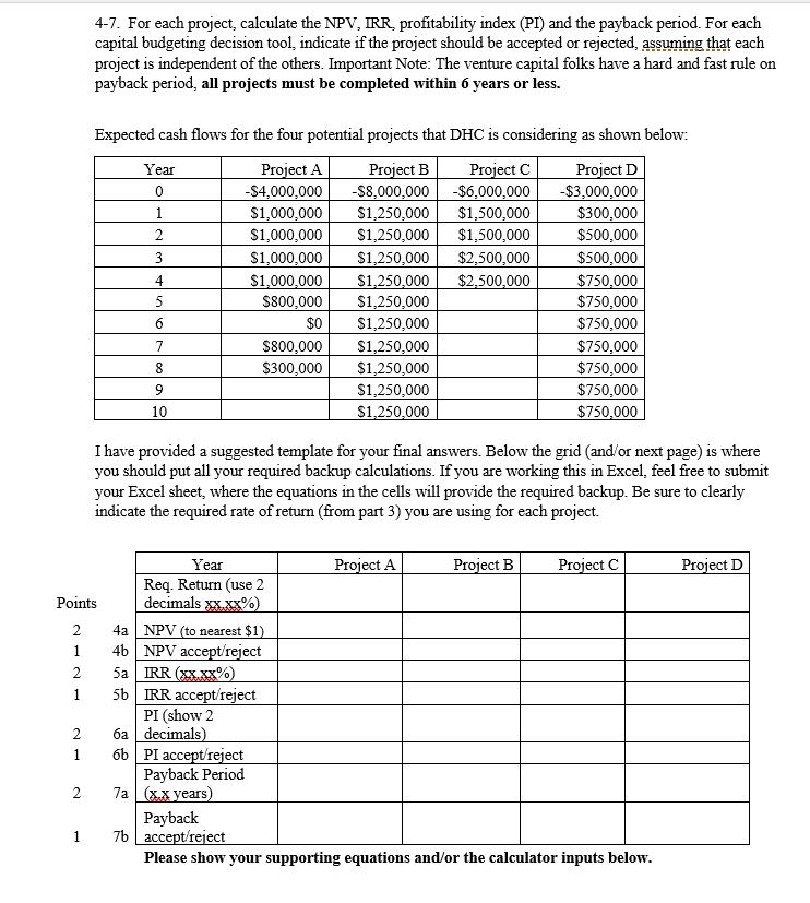 Required return for Project A: 11.58 Project B: 8.84 Project C: 10.03
