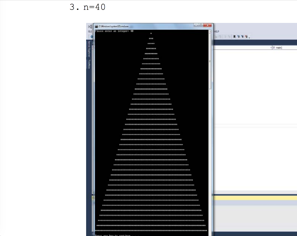 pyramid picture given a positive integer, n (the number of rows/layers), from