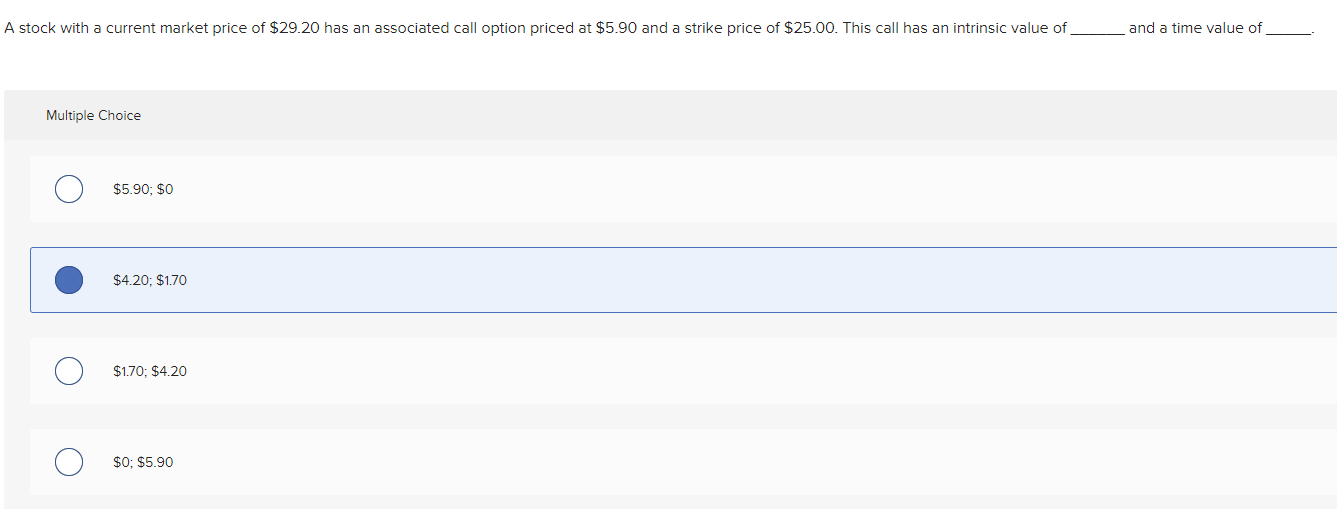 Checking my answer A stock with a current market price of $29.20