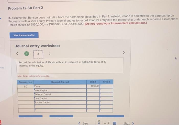 P4 [The following information applies to the questions displayed below.) Meir, Benson,